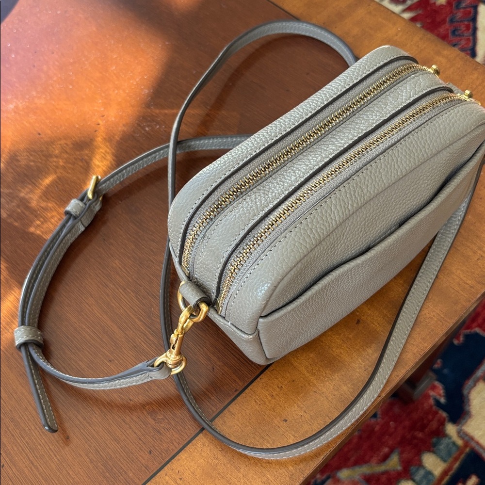 Tory Burch Gray Leather Crossbody Bag (Perry Bombe Mini Bag) - Picture 6 of 6